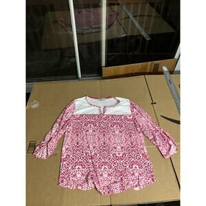 David Jones New York Sport‎ Pink Floral XL Shirt, White Raspberry Flowers Tee